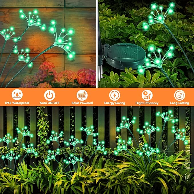 Solar Garden Lights 2 Pack Waterproof Solar Swaying Starburst Light Outdoor - Image 5