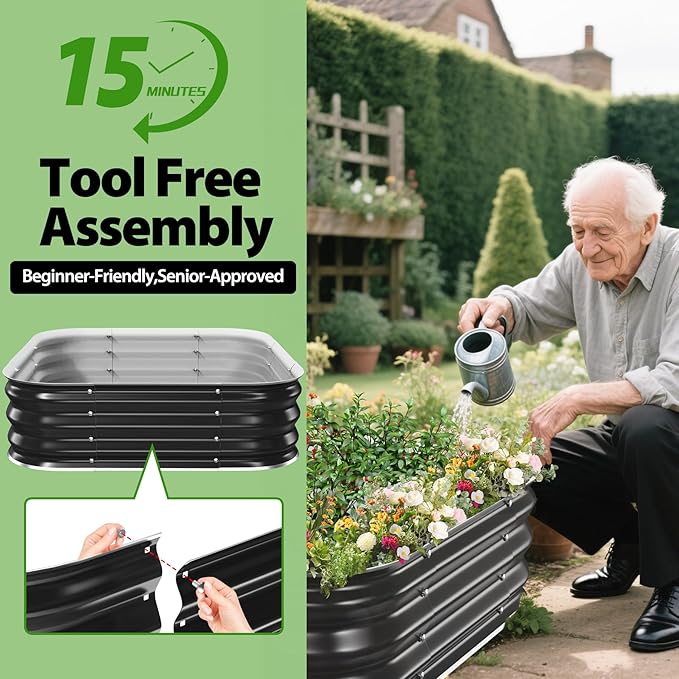 Galvanized Raised Garden Bed for Gardening, Modular Above Ground Growing - Image 6