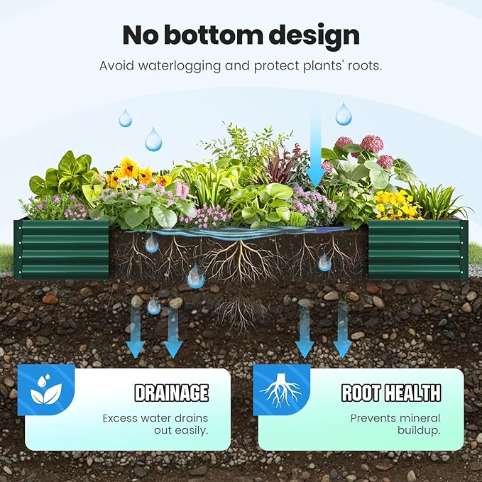 Quictent Galvanized Raised Garden Bed 8x4x1 Ft Metal Planter Box - Image 5