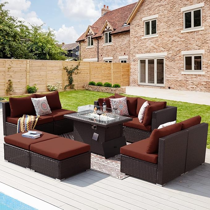 NICESOUL 9 Pcs Large Outdoor Patio Furniture Set by NICESOUL