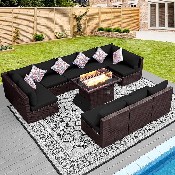 NICESOUL 11 Piece L-Shaped Outdoor Patio Furniture Set - Image 3