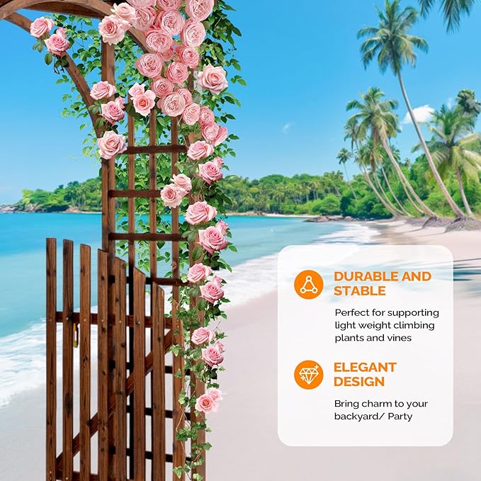 VINGLI 85in Wooden Arbor, Wedding Arch - Image 5