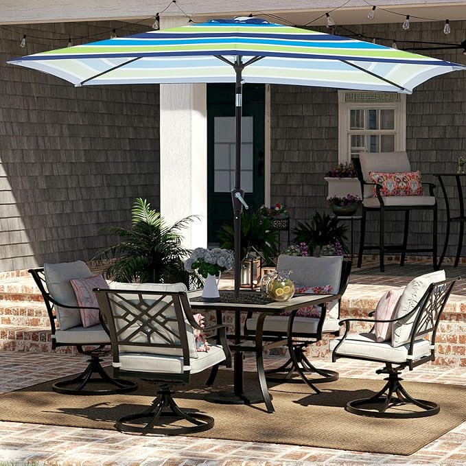 JEAREY 6.5x10 ft Rectangular Patio Umbrellas Rectangle Outdoor Umbrella - Image 2