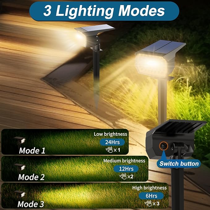 Solar Spot Lights Outdoor Waterproof IP65, 6 Pack Landscape Spotlights - Image 3