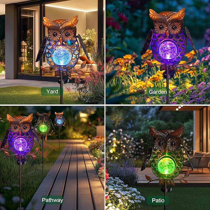 HONGLAND Solar Lights Outdoor Decor Waterproof, Solar Owl Garden Decorative - Image 4