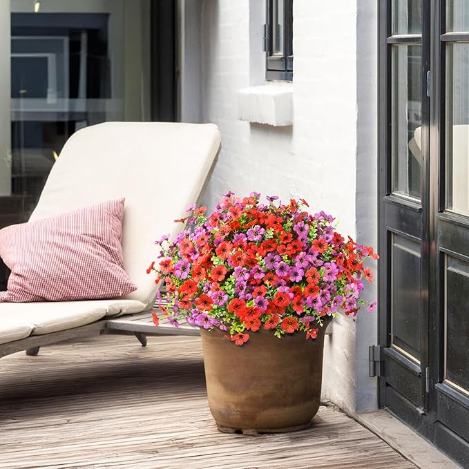 Artificial Flowers Faux Plants Outdoor Fake Flowers Spring Decor, 12 Bundles - Image 5