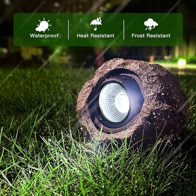 4 Pack Solar Rock Lights Outdoor, Angle Adjustable Solar Lights Outdoor - Image 3