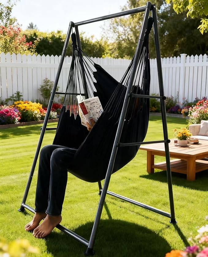 Hammock Chair Stand with X-Large Swing Chair with Footrest，Anti-Tip Thickened - Image 5