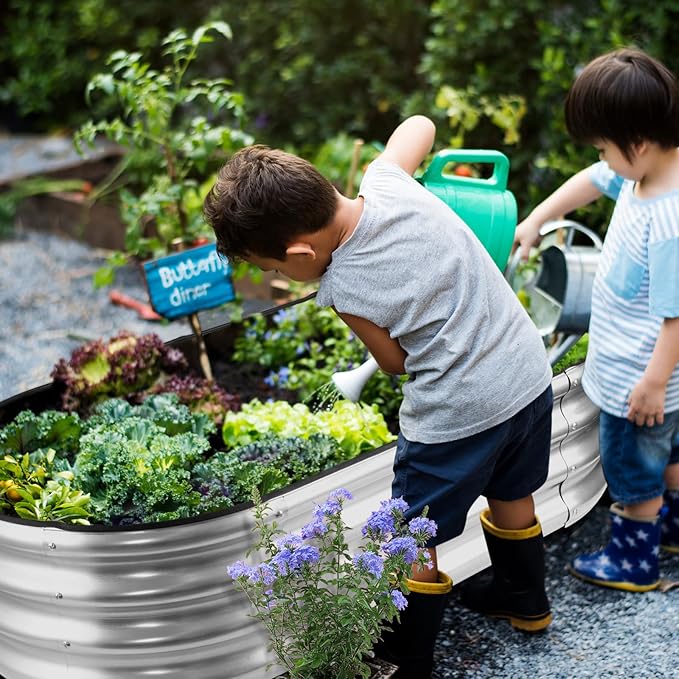 JERIA Raised Garden Bed, Galvanized Raised 2 Pcs 4×2×1ft Planter Boxes Outdoor - Image 6