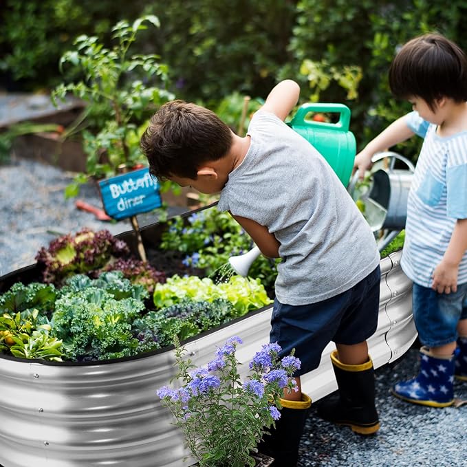 JERIA Raised Garden Bed, Galvanized Raised 4×2×1ft Planter Boxes Outdoor - Image 6