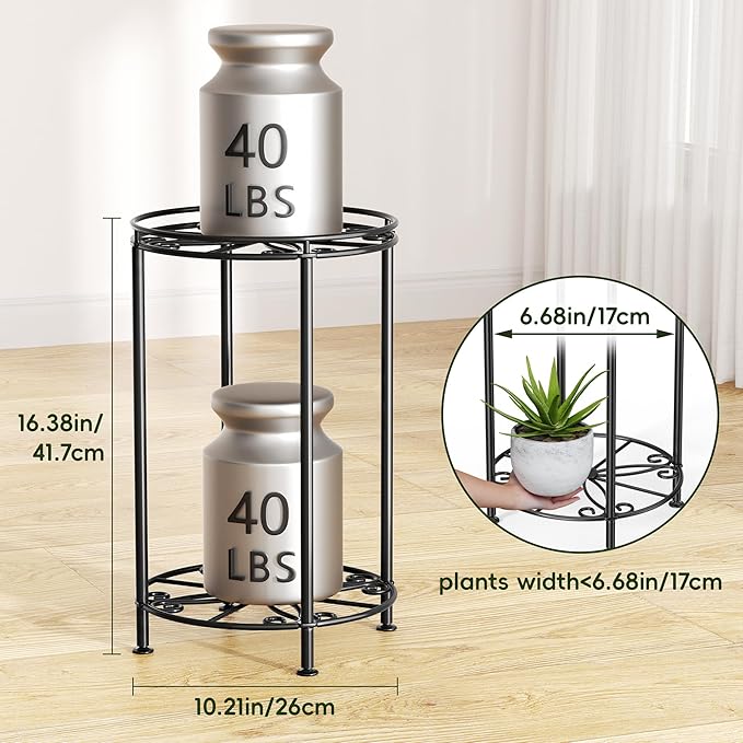 Plant Stand 2-Tier 10.2in Width 16.4in Tall Flower Pot Rack Small Plant Table - Image 3