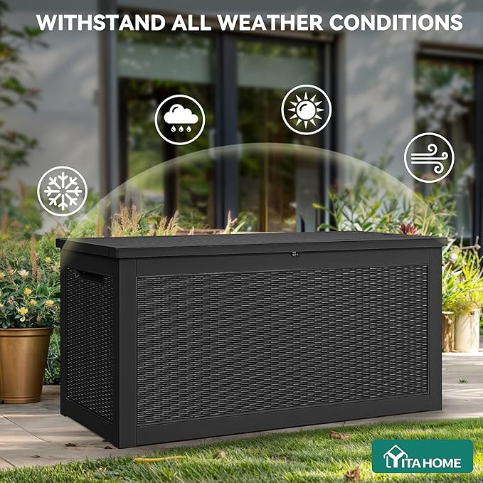 YITAHOME XXL 260 Gal Large Deck Box, Outdoor Resin Storage Box, Rattan Storage - Image 4
