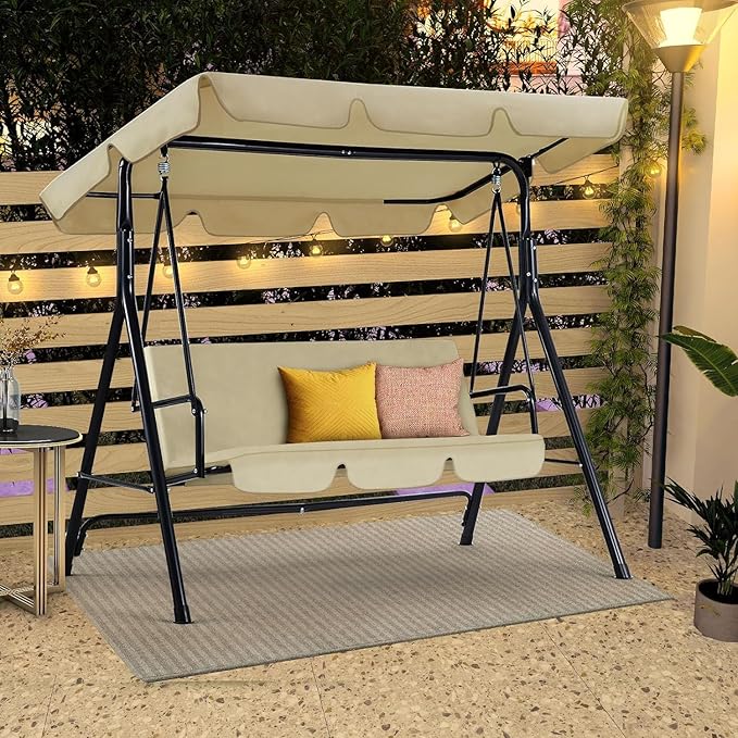 AECOJOY Porch Swing with Stand, 3-Seat Outdoor Clearance Porch Swings - Image 6