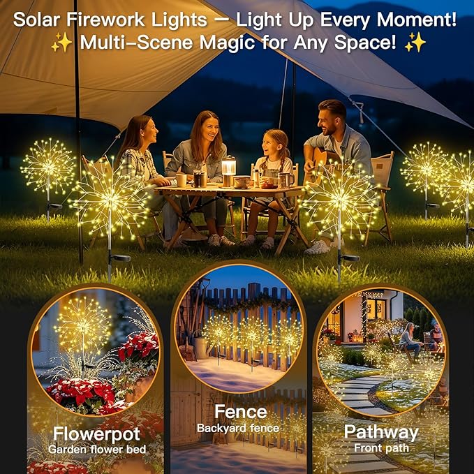 suddus Solar Garden Lights Outdoor Waterproof Decorative, Upgrade 2Pack 150LED - Image 3