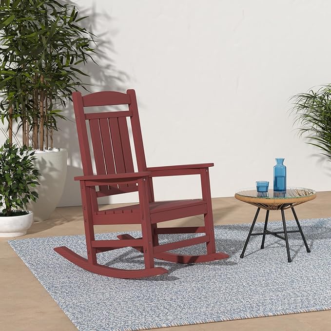 KINGYES Outdoor Rocking Chair Set of 2, High Density Polyethylene Patio Rocking - Image 2
