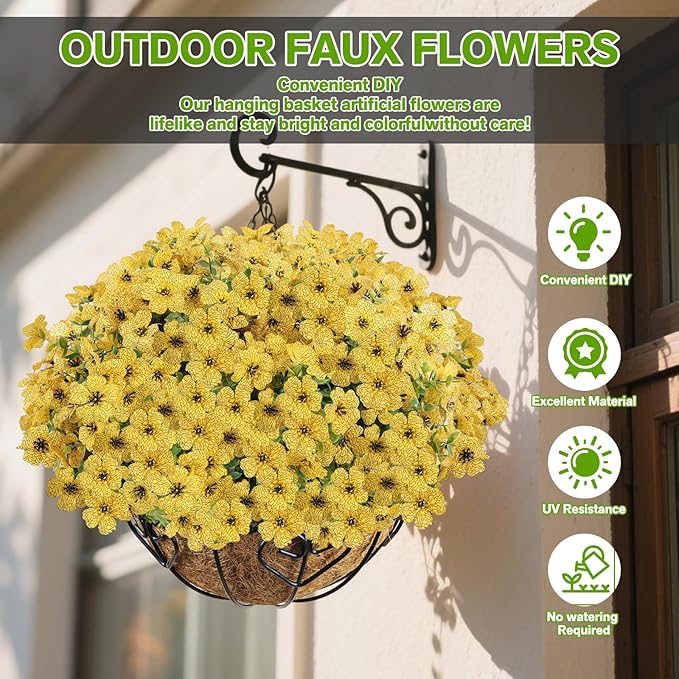 Artificial Flowers for Outdoor, Silk Flowers No Fade Fake Plastic Flowers UV - Image 2