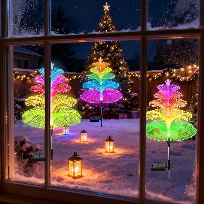 Solar Lights Outdoor Waterproof 7 Colorful Changing Ice Cream Rainbow Jellyfish - Image 8