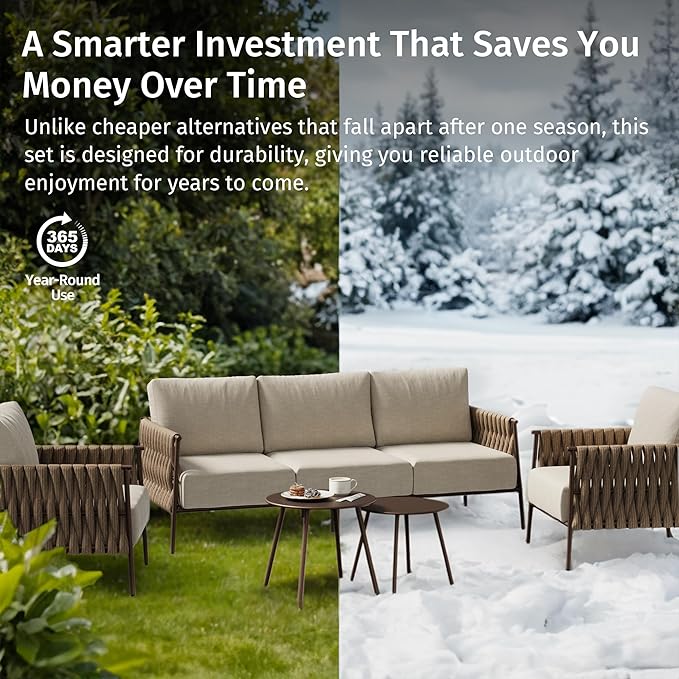 East Oak 5-Piece Patio Furniture Set | Life Chatter 5-Seat Outdoor Furniture | - Image 11