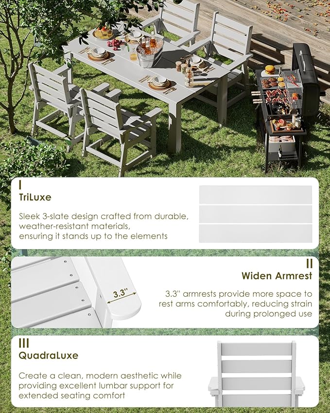GREENVINES 7-Piece Outdoor Dining Set | HDPE | Patio Table and Chairs Sets - Image 6