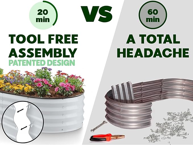 Plant & Plot Galvanized Raised Garden Beds Outdoor // 4×2×1 ft Planter Raised - Image 2