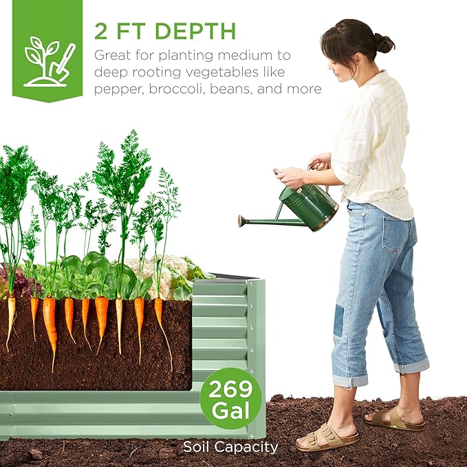 Best Choice Products 6x3x2ft Outdoor Metal Raised Garden Bed, Deep Root Box - Image 3