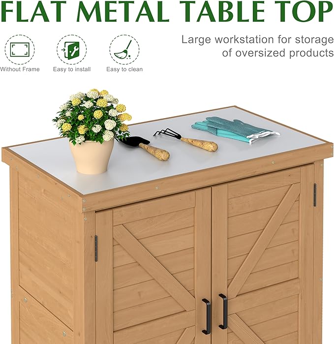 Outdoor Storage Cabinet & Potting Bench Table - Image 4