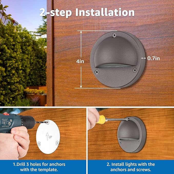 SUNVIE 12 Pack Low Voltage Deck Lights 5W LED Landscape Step Stair Lights - Image 3
