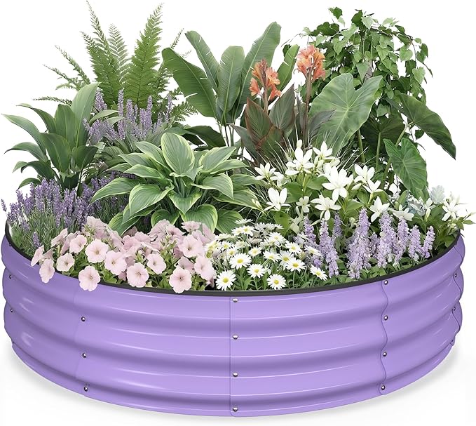 Kesfitt Round Raised Garden Bed, Open-Bottom Design, 12-Inch Deep Outdoor by Kesfitt