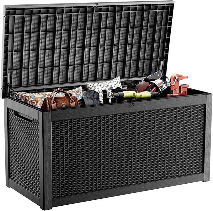 320 Gallon Resin Deck Box, Lockable Weatherproof Outdoor Storage Box by OutdoorLivingPerfected