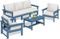 SERWALL HDPE Patio Conversation Set, 6-piece Sectional Outdoor Furniture Set by SERWALL