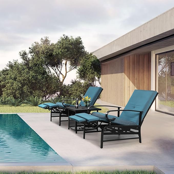 Oakcloud Adjustable Outdoor Lounge Chair Metal Patio Relaxing Recliner Chair - Image 7