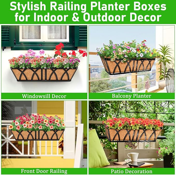 Riare 2 Pack 24 Inch Metal Railing Planter Window Box - Image 7