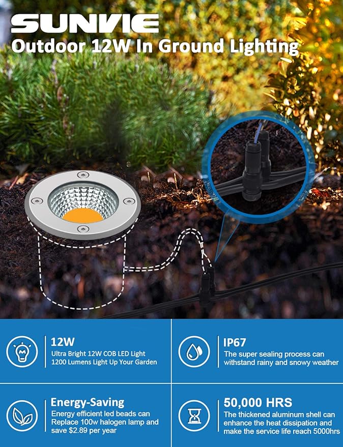 SUNVIE Low Voltage Landscape Well Lights - Image 6
