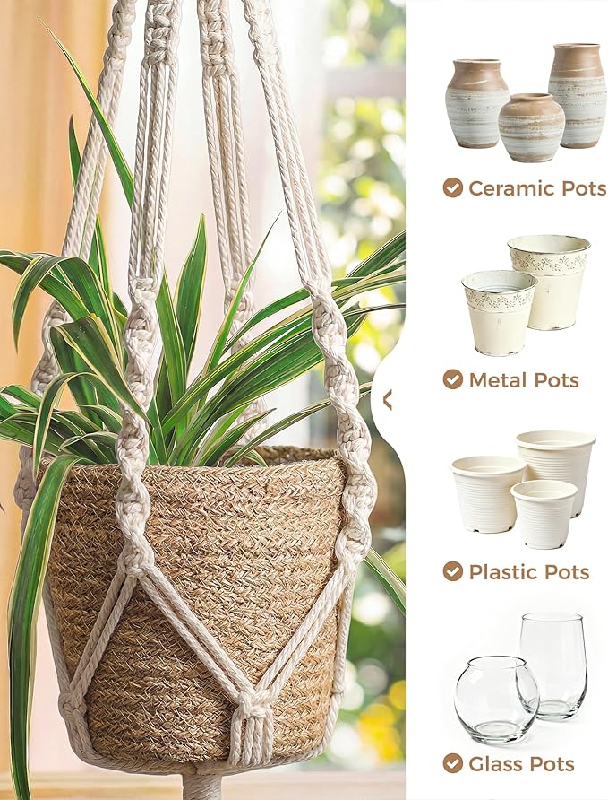 Bamworld Macrame Plant Hanger Indoor Hanging Planter - Image 2