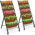 Giantex 2 Pcs Vertical Planter Raised Bed on Wheels, Elevated Garden Beds by Giantex