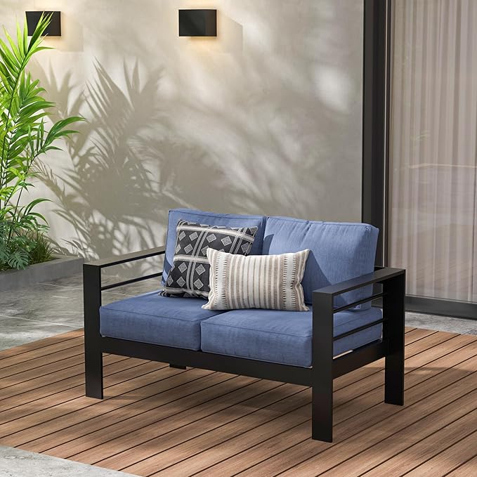 Wisteria Lane Patio Furniture Aluminum Loveseat, All-Weather Outdoor 2 Seats by WisteriaLane