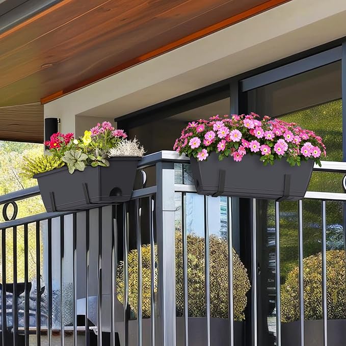 CADUKE Railing Planter Boxes 2 Pack Railing Flower Box - Image 2