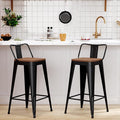 WENTMENT Metal Bar Stools Set of 2 Counter Height Barstools by WENTMENT