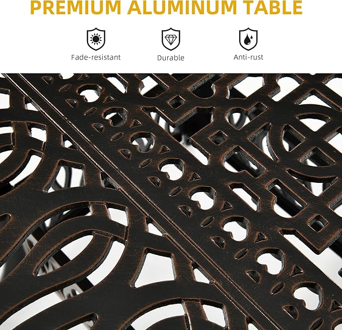 DWVO Cast Aluminum Outdoor Dining Table, Patio Dining Table - Image 4