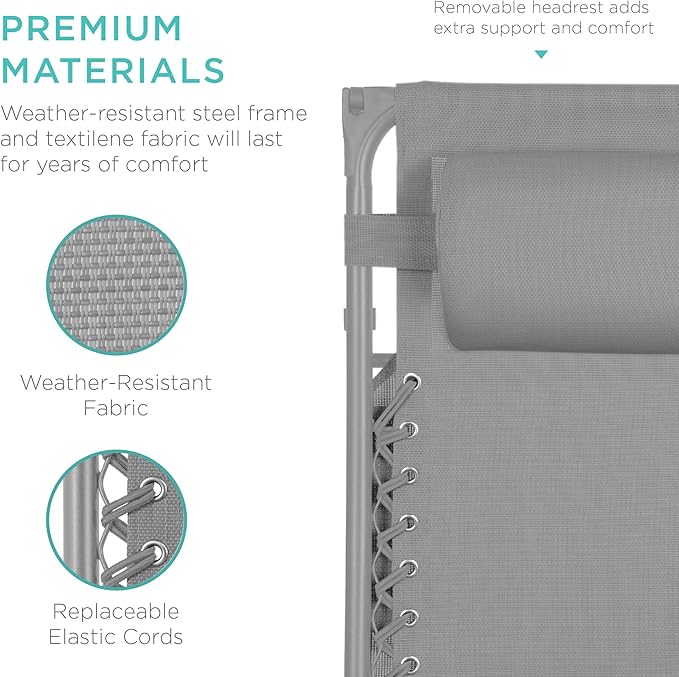 Best Choice Products Folding Zero Gravity Outdoor Recliner Patio Lounge Chair - Image 5