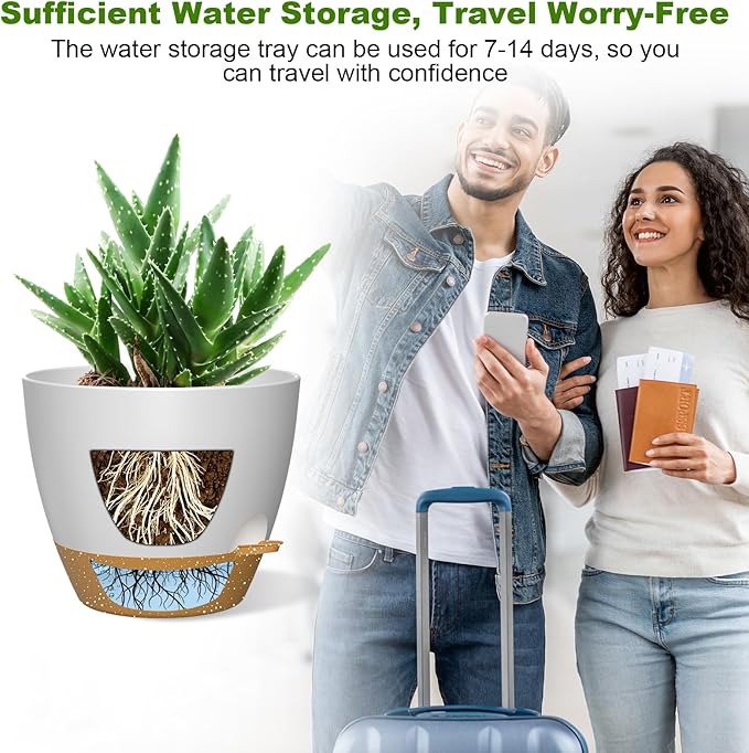 12 Inch Large Self Watering Pots, Flower Pots - Image 5