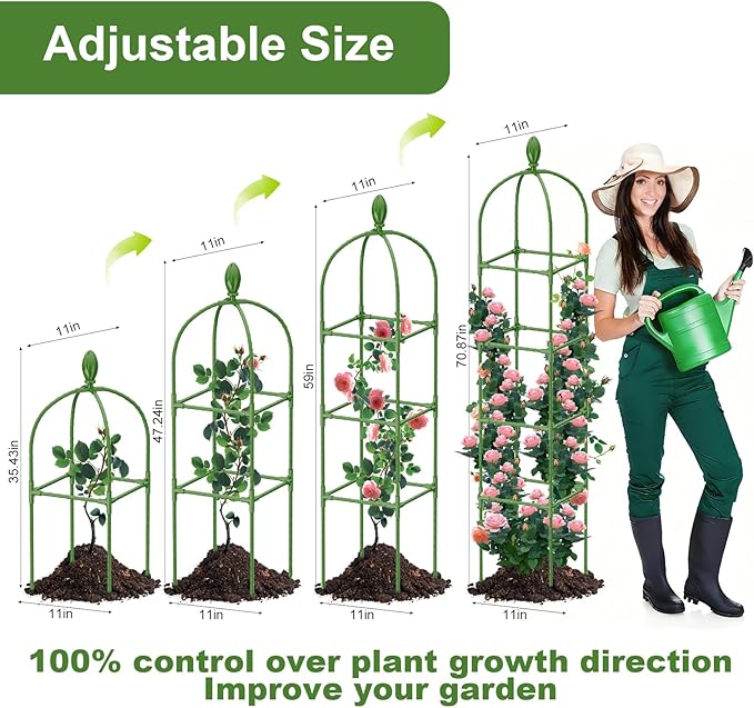 2 Pack Garden Obelisk Trellis, 70IN Tall Plant Support - Image 3