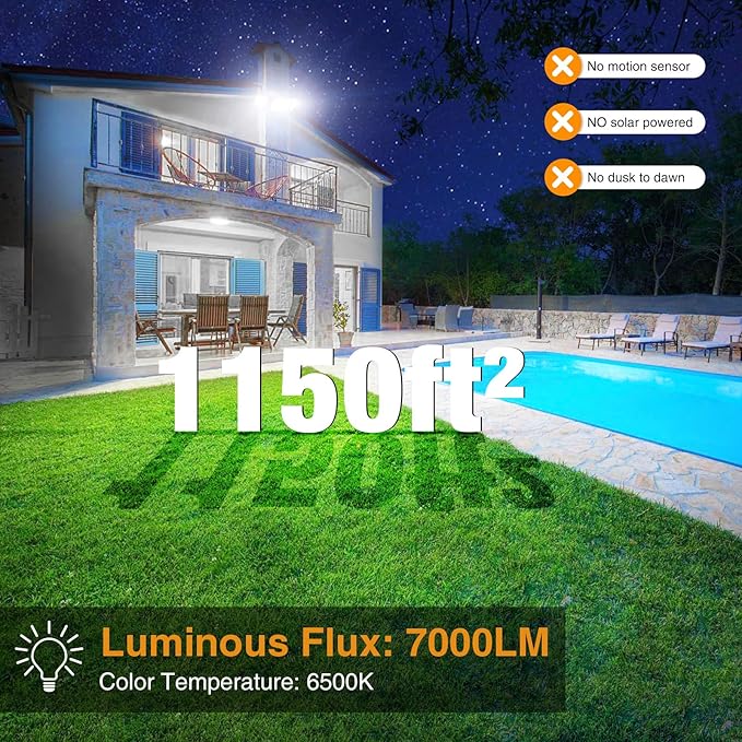 Onforu 2 Pack 75W Flood Lights Outdoor, 7000LM LED Flood Lighting Outdoor - Image 3