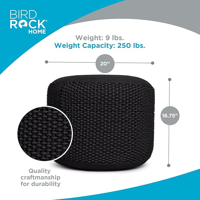 BIRDROCK HOME Outdoor Pouf Ottoman | Hand Woven Waterproof Foot Stool - Image 3