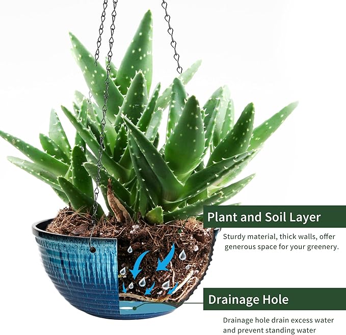 12 inch Hanging Planters for Indoor Outdoor Plants, 2 Pack Large Hanging Flower - Image 5