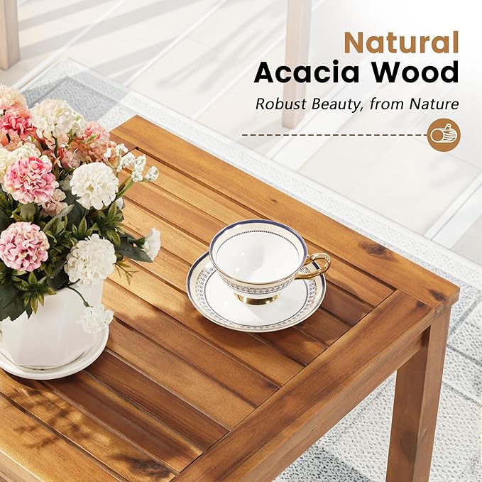 Flamaker Patio Chairs 3 Piece Acacia Wood Patio Furniture - Image 3