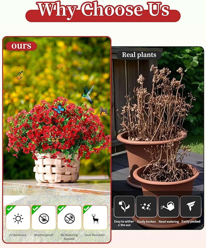Faux Flowers for Outdoor Planters 16 Bundles UV Resistant Artificial Eucalyptus - Image 4