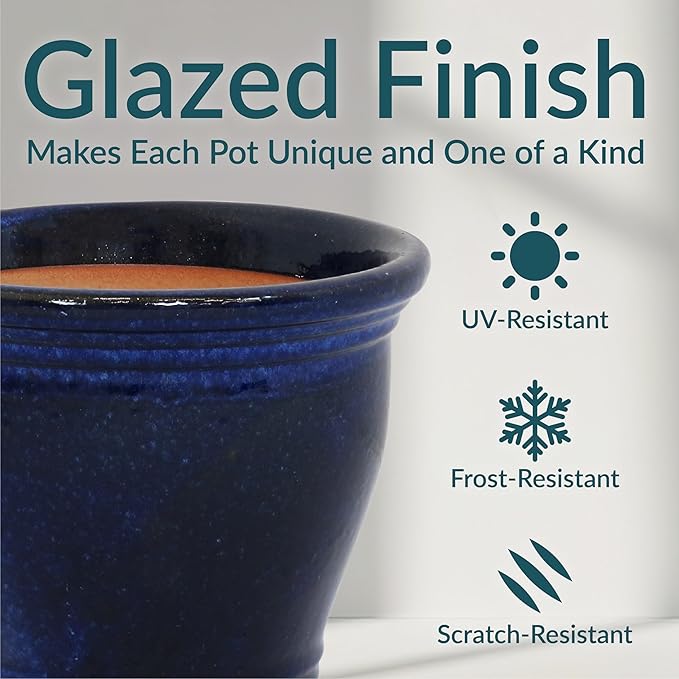 Sunnydaze Round Ceramic Planter - Image 4