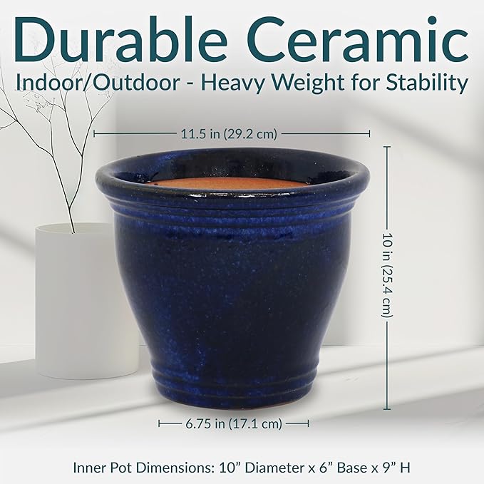 Sunnydaze Round Ceramic Planter - Image 5