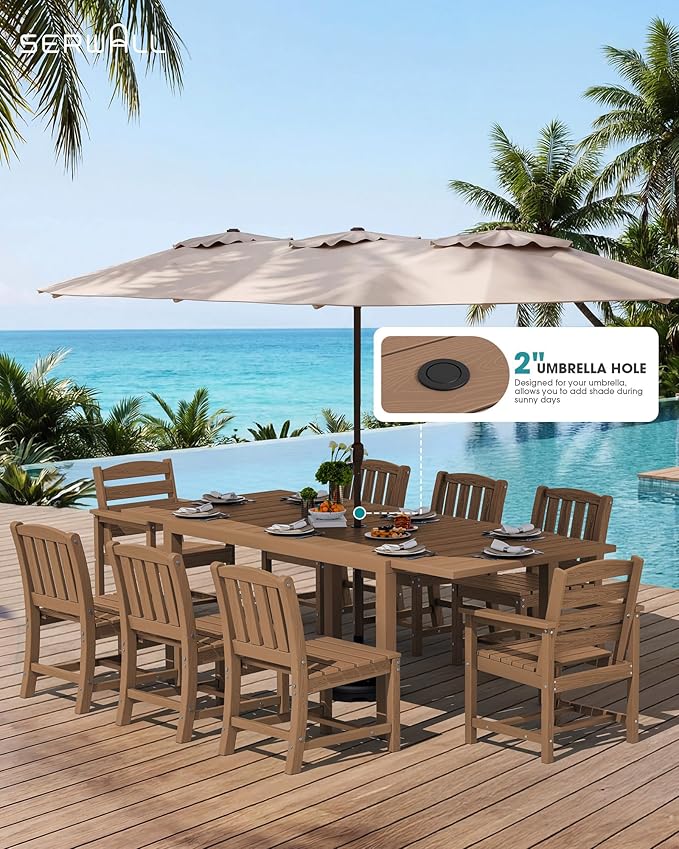 SERWALL 7-Piece Outdoor Dining Set, All Weather HDPE Outdoor Furniture Set - Image 4